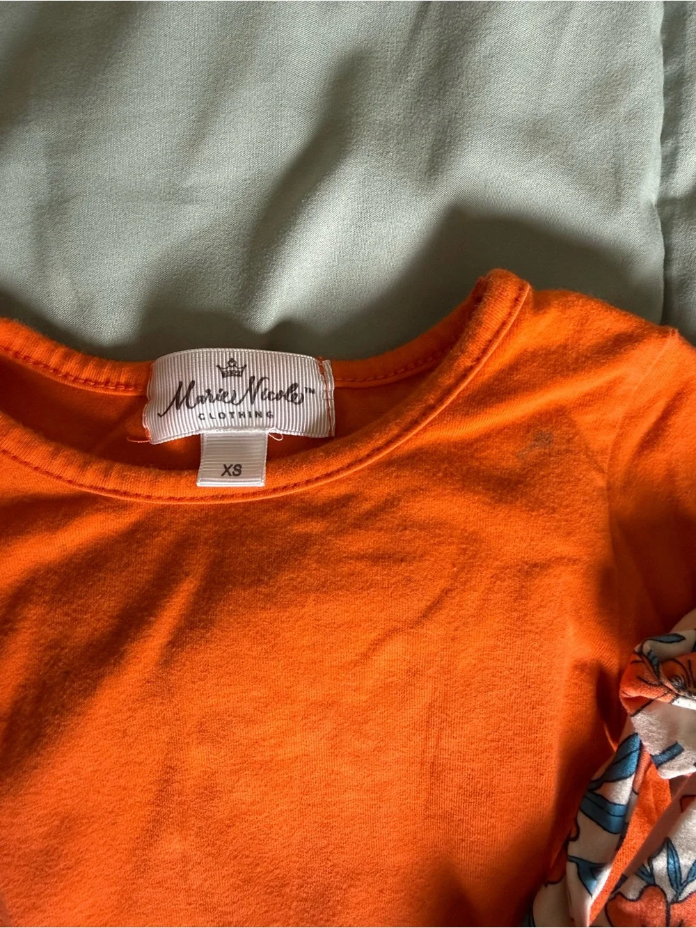 Marie & Kate Orange Floral Girls Matching Set - Orange Top & Floral Skirt
